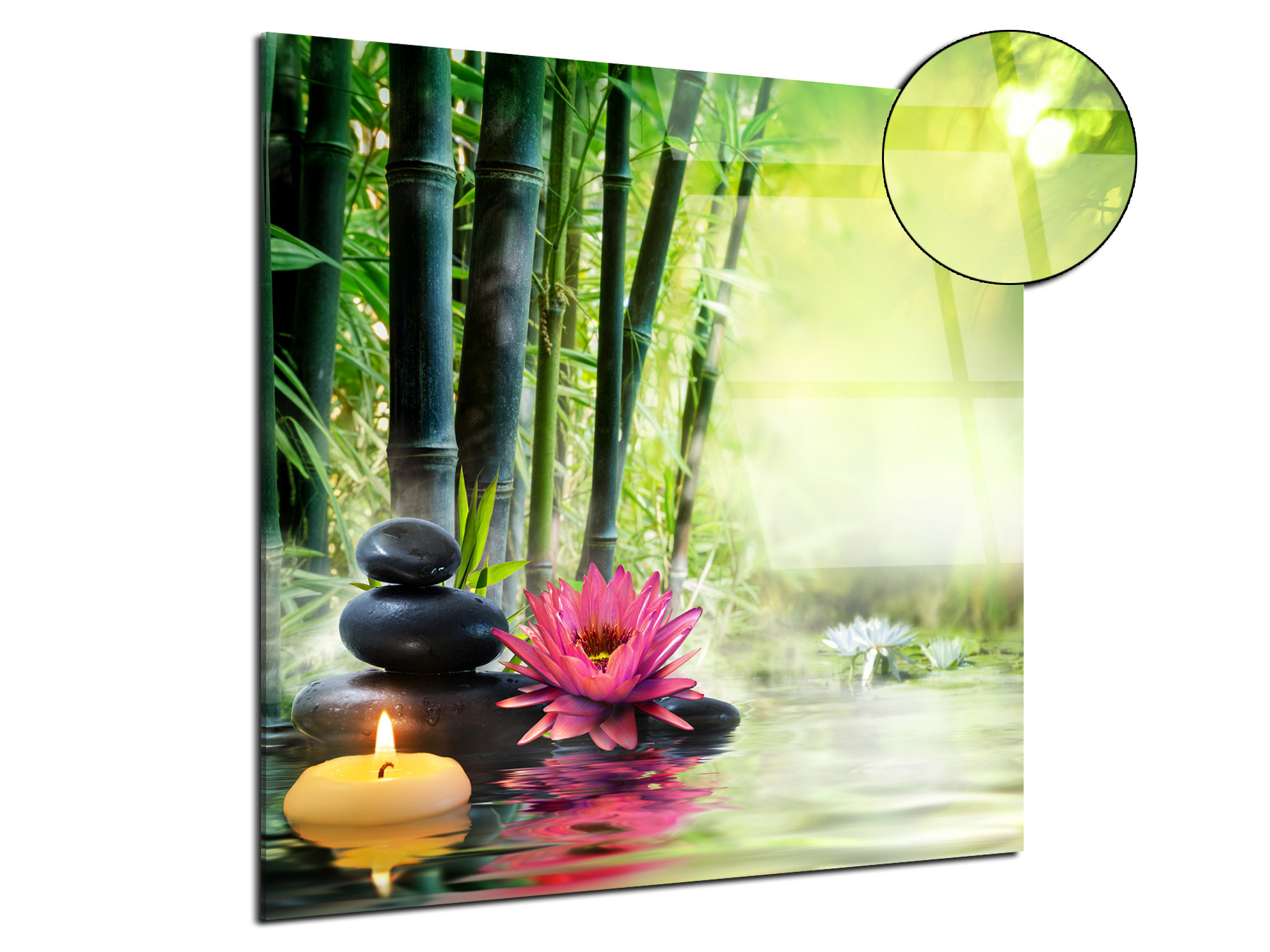 Tableau Zen Fleur et bambou : Taille - 120 x 80 cm