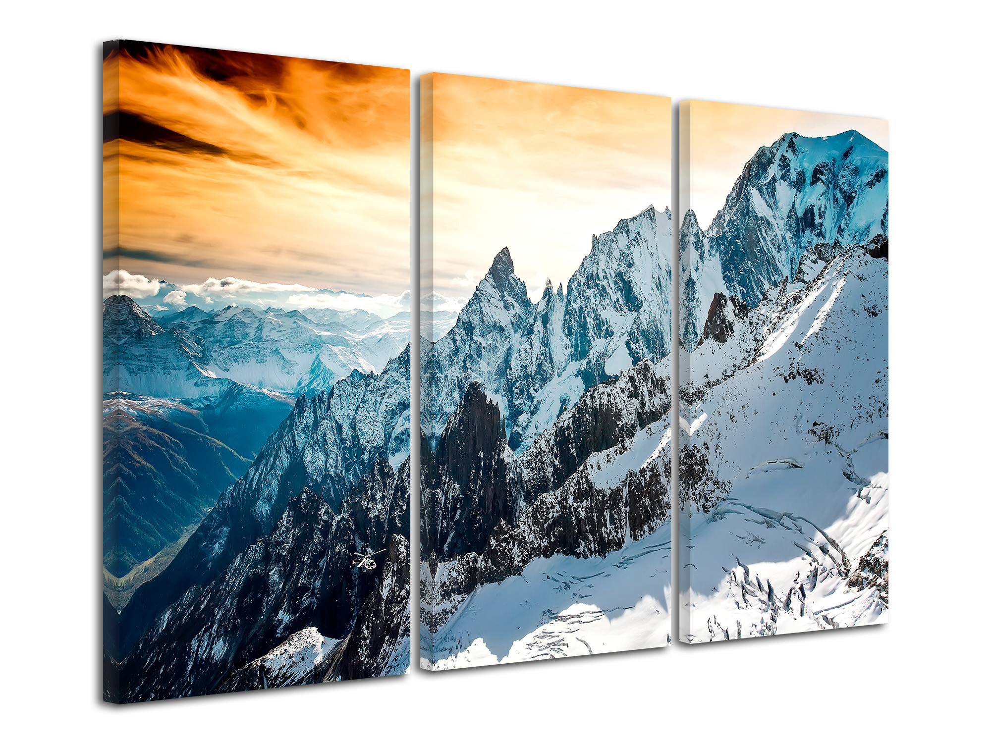 Tableau toile triptyque montagne des Alpes