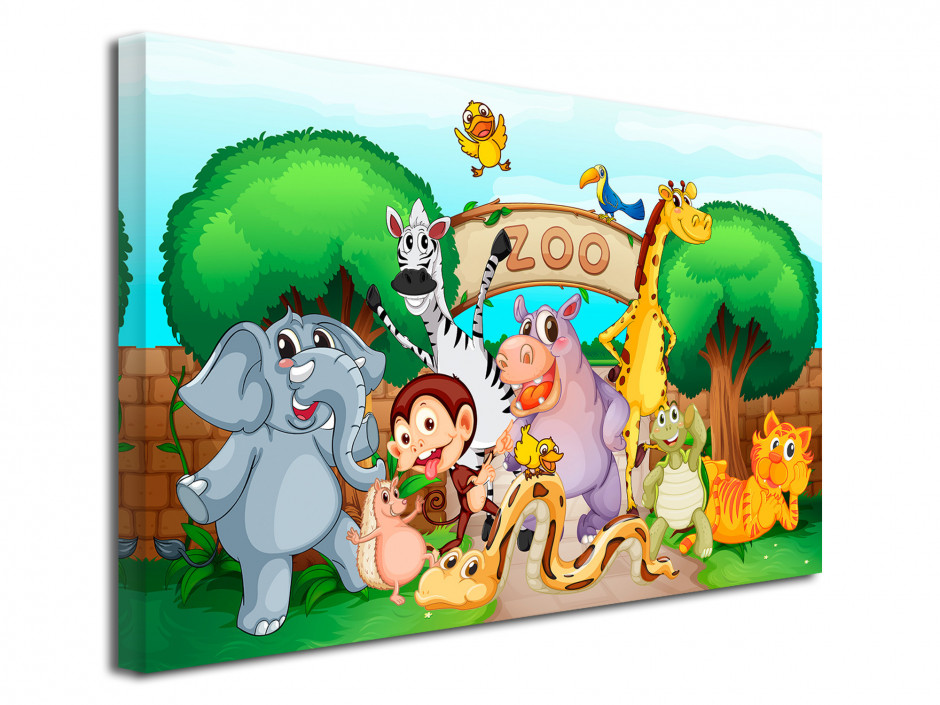 Tableau toile déco pour enfant - les animaux du zoo - Décoration