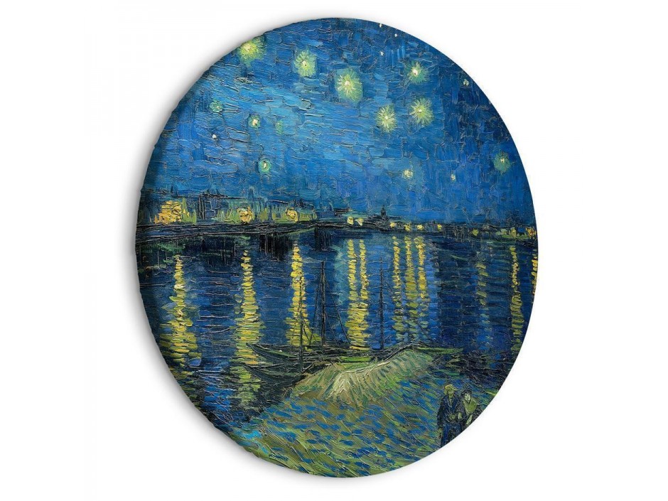 Tableau rond - Vincent Van Gogh - Starry Night Over the Rhone - A Boat Against the Backgof the Blue Sky