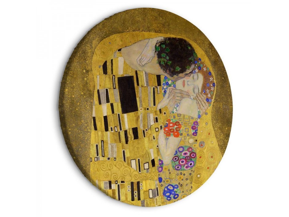 Tableau rond - Kiss - Gustav Klimt - A Couple in Love in a Passionate Embrace