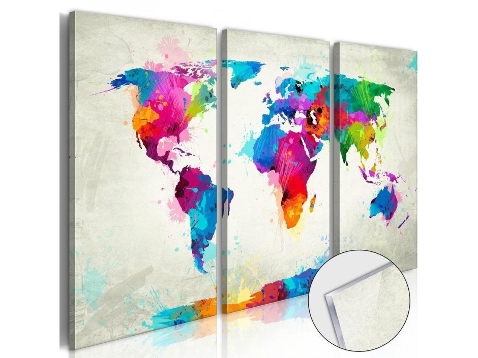 Tableau sur verre acrylique - World Map: An Explosion of Colours