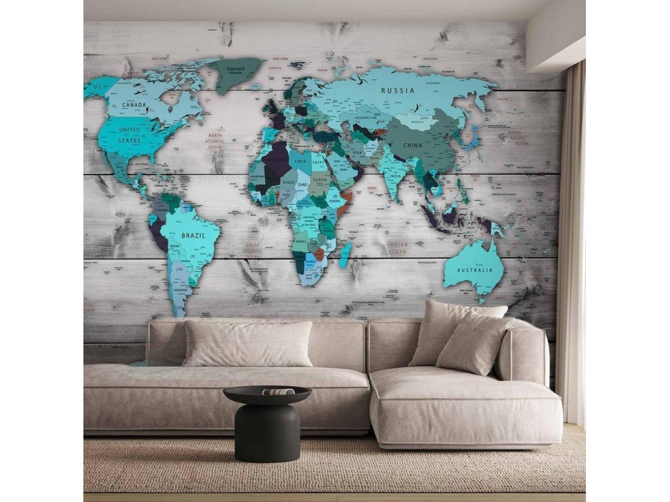 Papier peint - World Map: Blue Continents