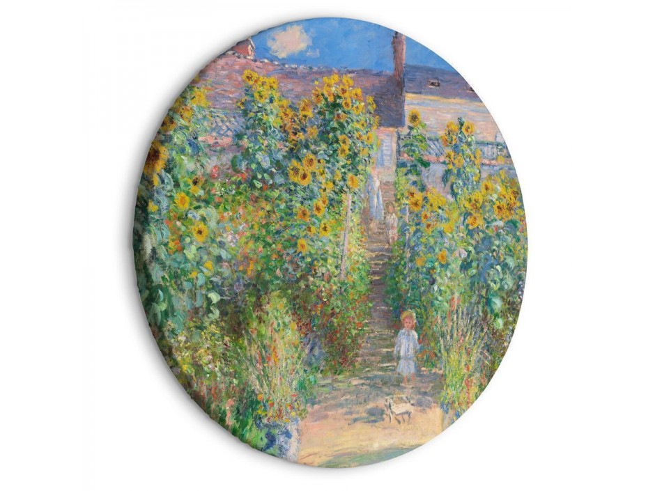 Tableau rond - Claude Monet’s Garden at Vétheuil - Farmhouse With Sunflowers