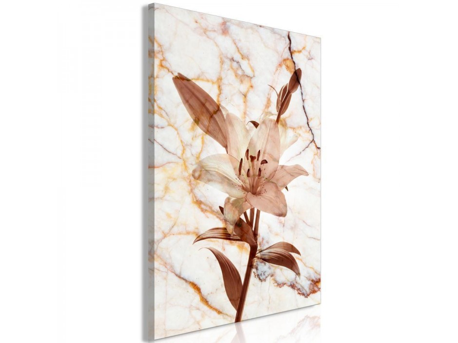 Tableau - Elegance of a Flower (1-part) - Delicate Lily on Marble in Sepia