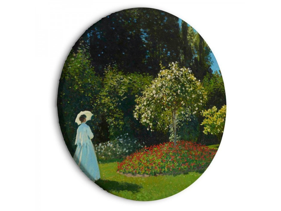 Tableau rond - Woman in the Garden by Claude Monet - A Landscape of Vegetation in Spring