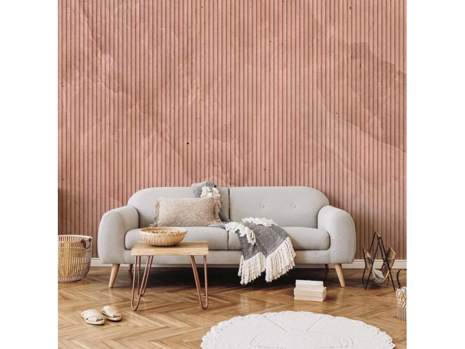 Papier peint - Pink reed - solid background with textured vertical stripes with pattern