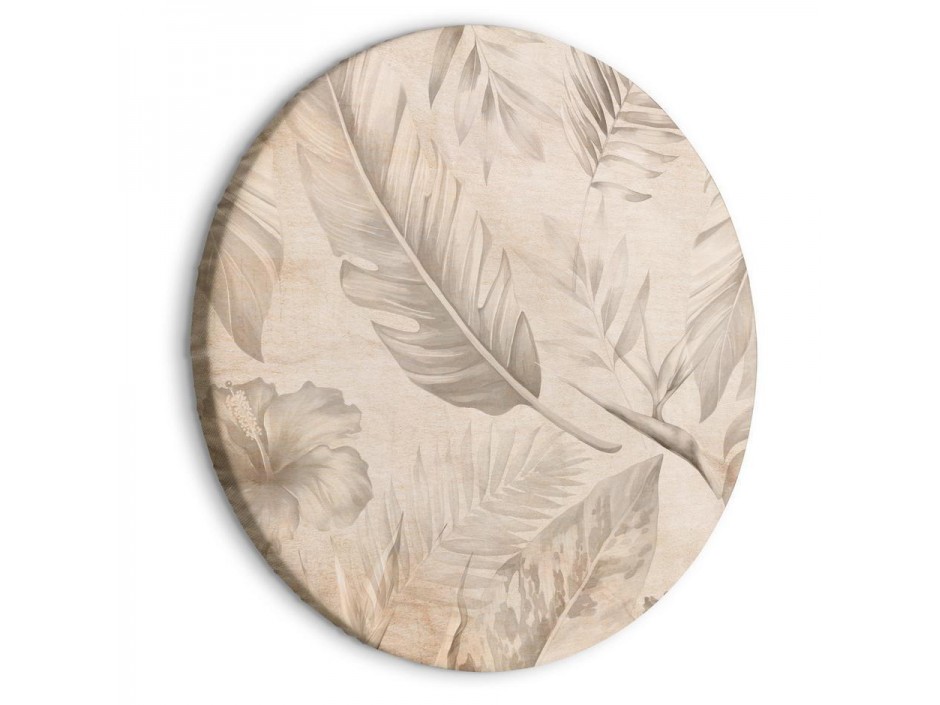 Tableau rond - A multitude of exotic leaves and flowers - A subtle composition of tropical plant species maintained in s