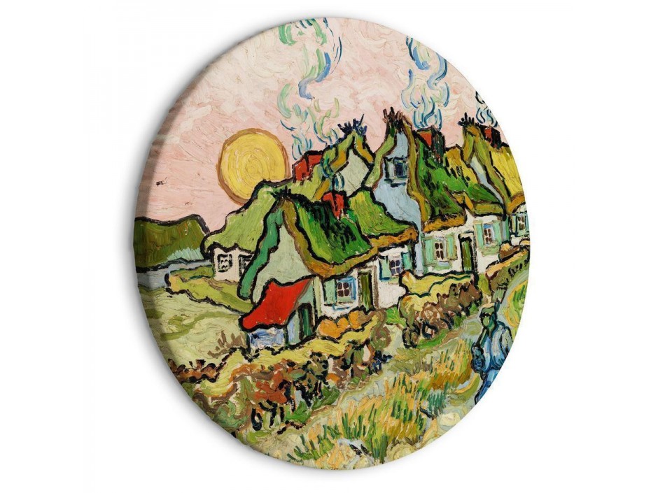 Tableau rond - Thatched Cottages in the Sunshine Reminiscence of the North (Vincent van Gogh)