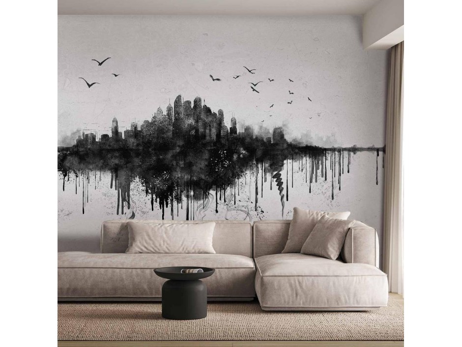 Papier peint - Big city - abstract city skyline in black watercolour style