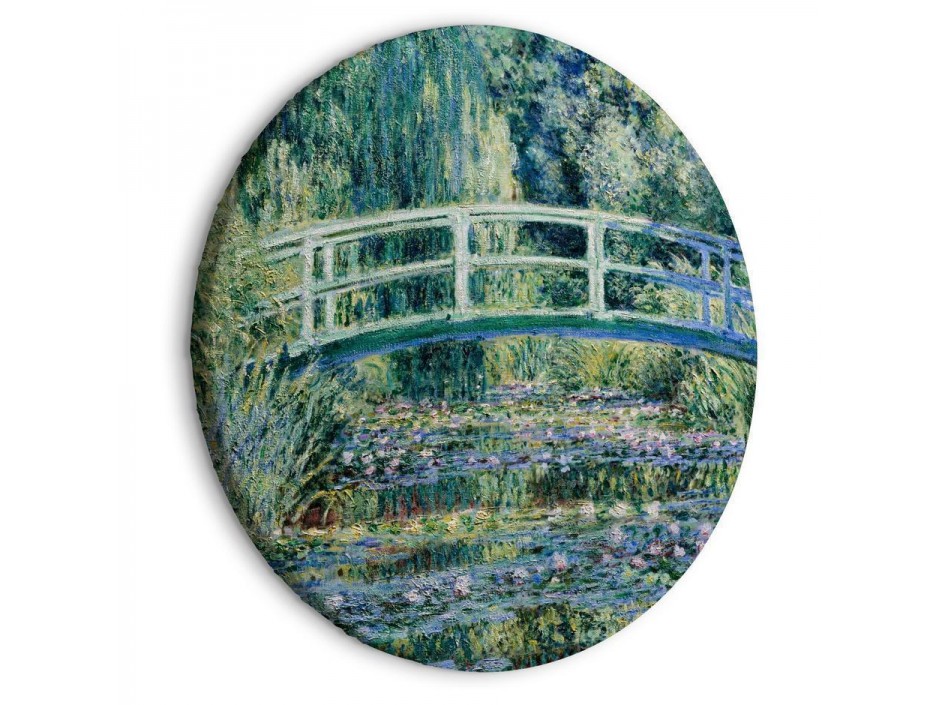 Tableau rond - Bridge at Giverny Claude Monet - Spring Landscape of a Forest With a River