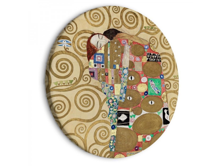 Tableau rond - The Fulfillment of Gustav Klimt - An Abstract Portrait of a Couple in an Embrace