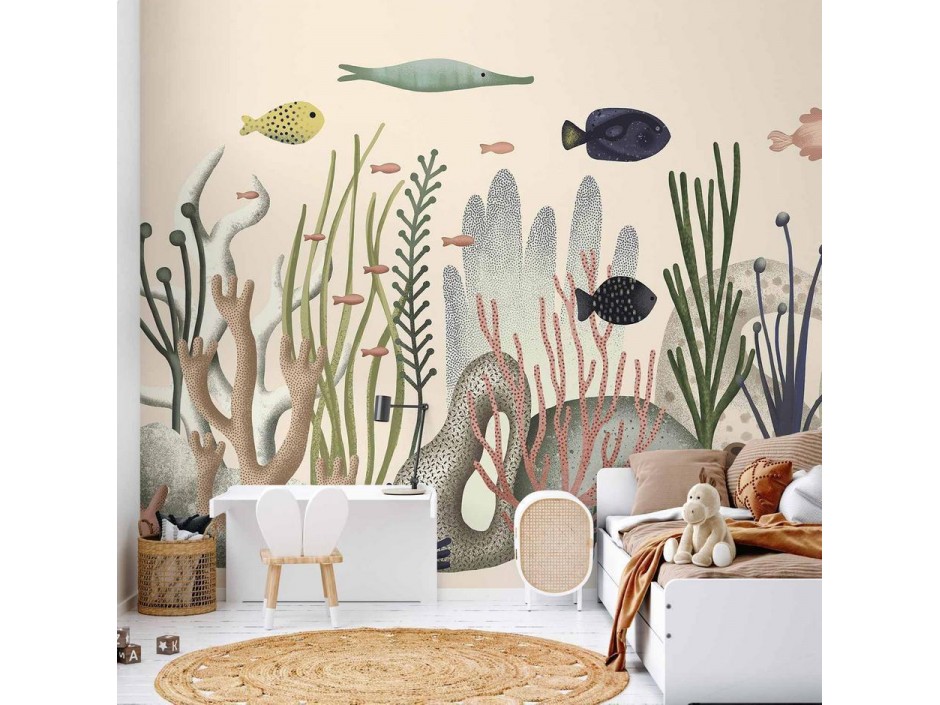 Papier peint - Underwater World - Fish and Corals in Pastel Colours