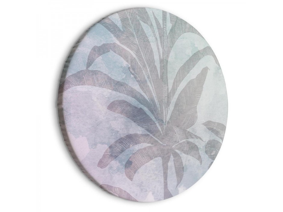 Tableau rond - Palm trees in the fog - Palm trees among pastel clouds in purple and celadon tones/Misty tropics