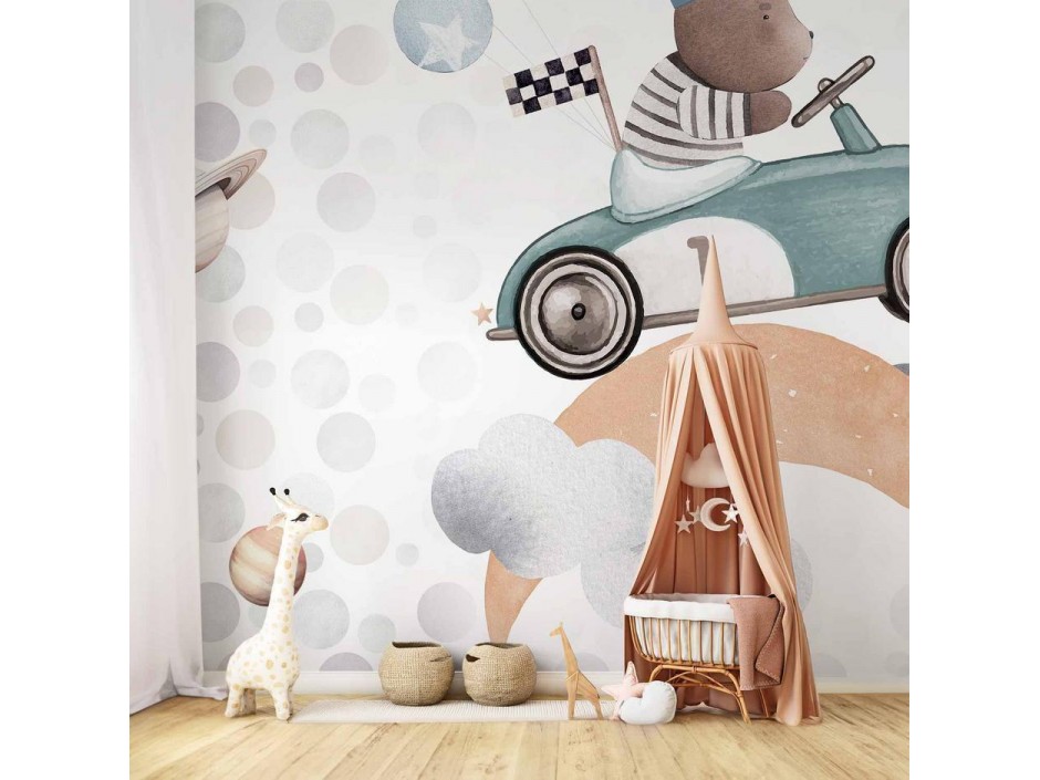 Papier peint - Teddy Bear in a Racing Car