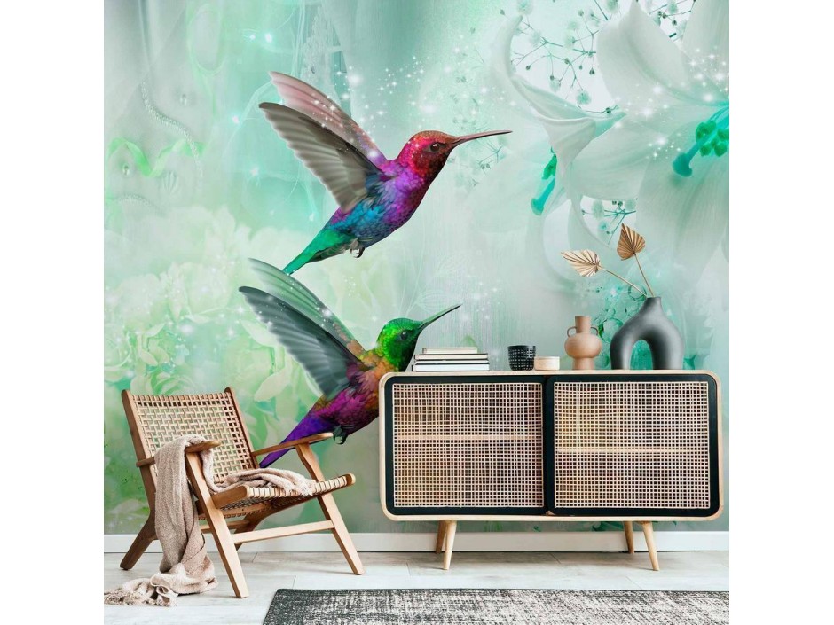 Papier peint - Colourful Hummingbirds (Green)