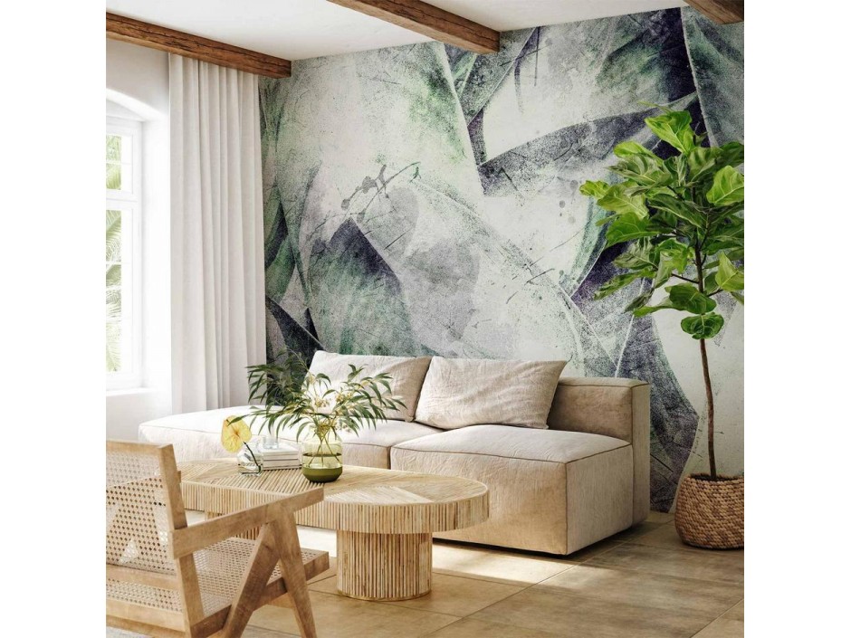 Papier peint - Eclectic jungle - plant motif with exotic leaves with texture