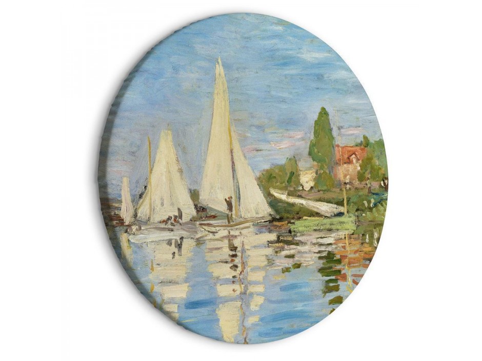 Tableau rond - Regatta in Argenteuil, Claude Monet - The Landscape of Sailboats on the River