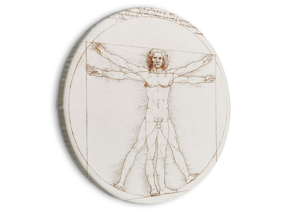 Tableau rond - Vitruvian Man by Leonardo Da Vinci - A Drawing of the Proportions of a Man’s Body