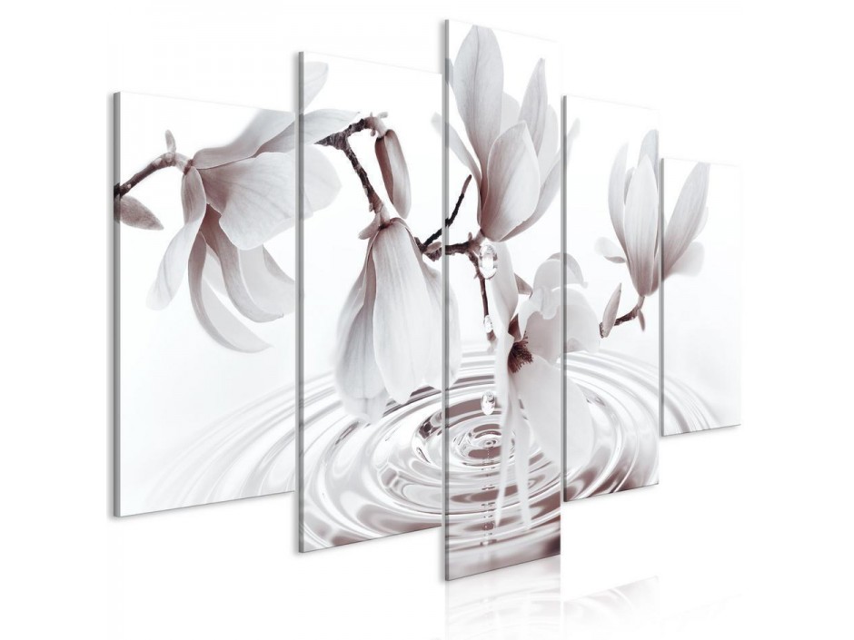 Tableau - Magnolias over Water (5 Parts) Wide Grey