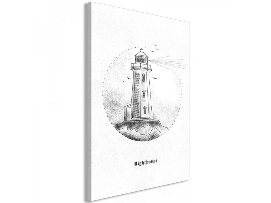 Tableau - Black and White Lighthouse (1 Part) Vertical