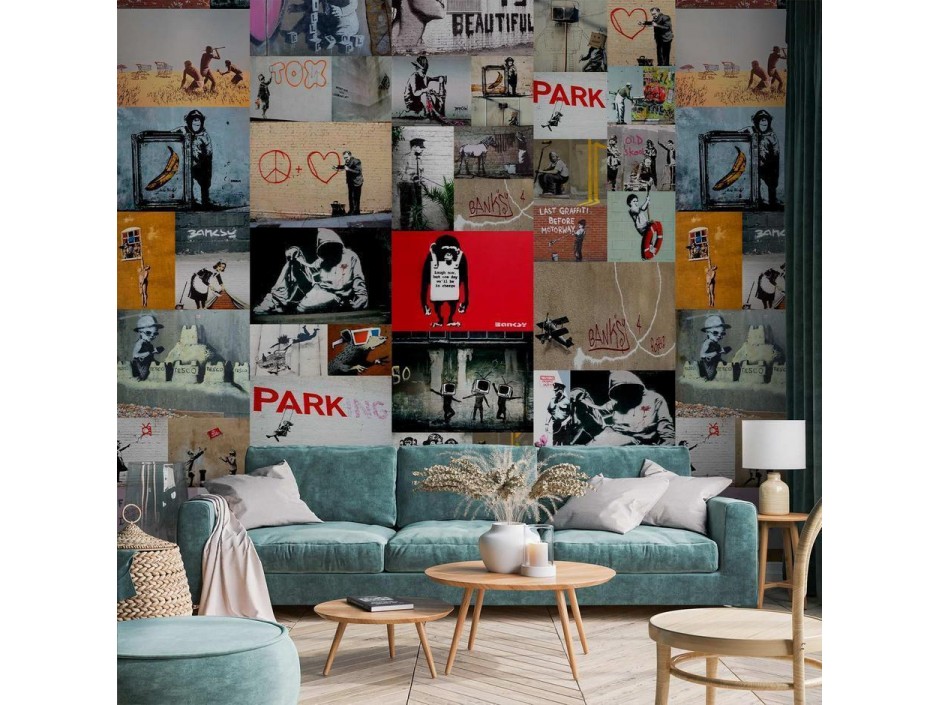 Tapisserie murale - Banksy - a collage