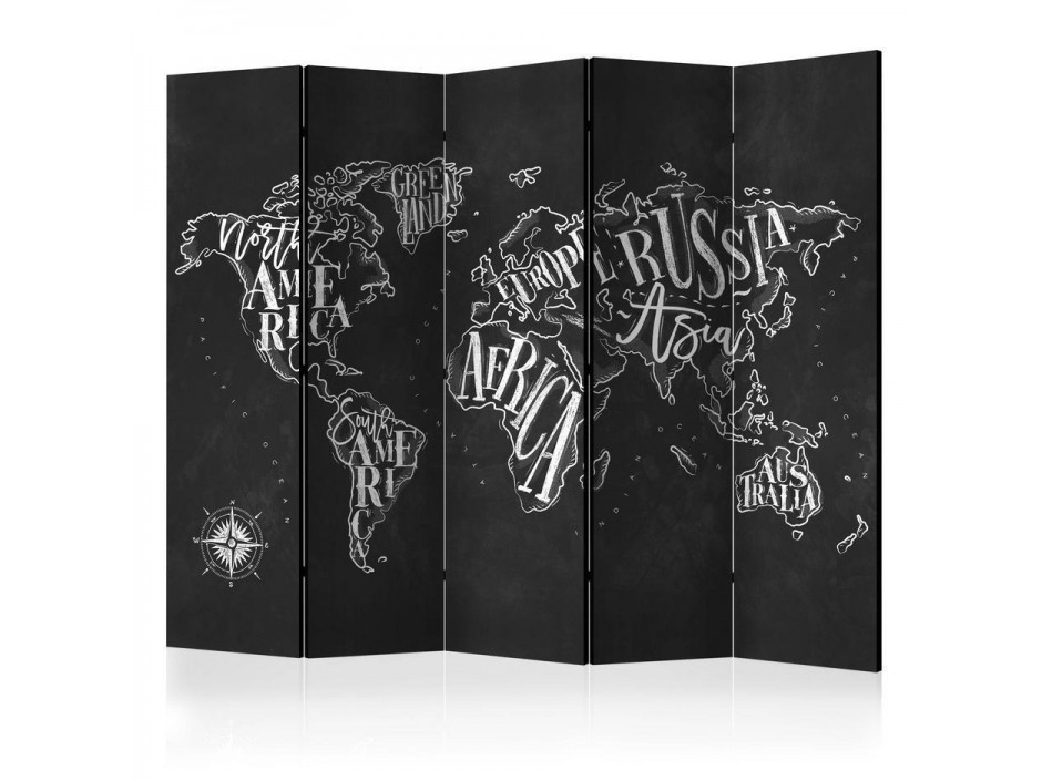 Paravent - Retro Continents (Black) II