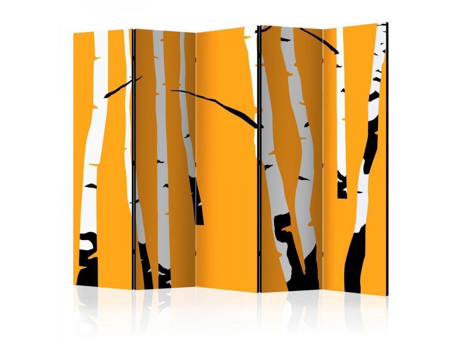 Paravent - Birches on the orange background II