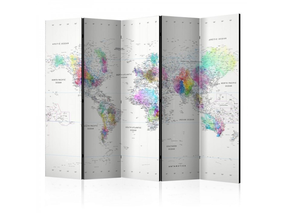 Paravent - White-colorful world map