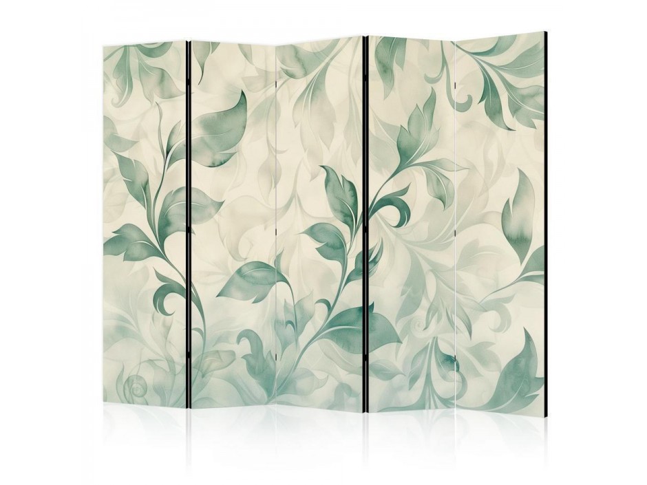 Paravent - Watercolor Botanical Motif - Delicate Green-Beige Leaves