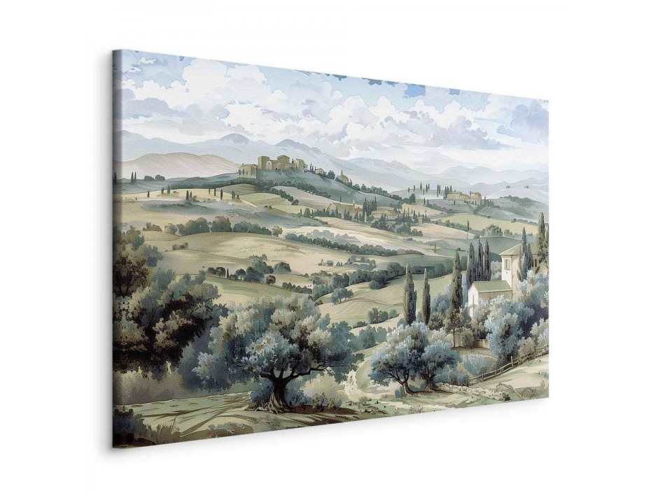 Tableau - Landscape with Green Fields and Trees Tuscan Sunny View