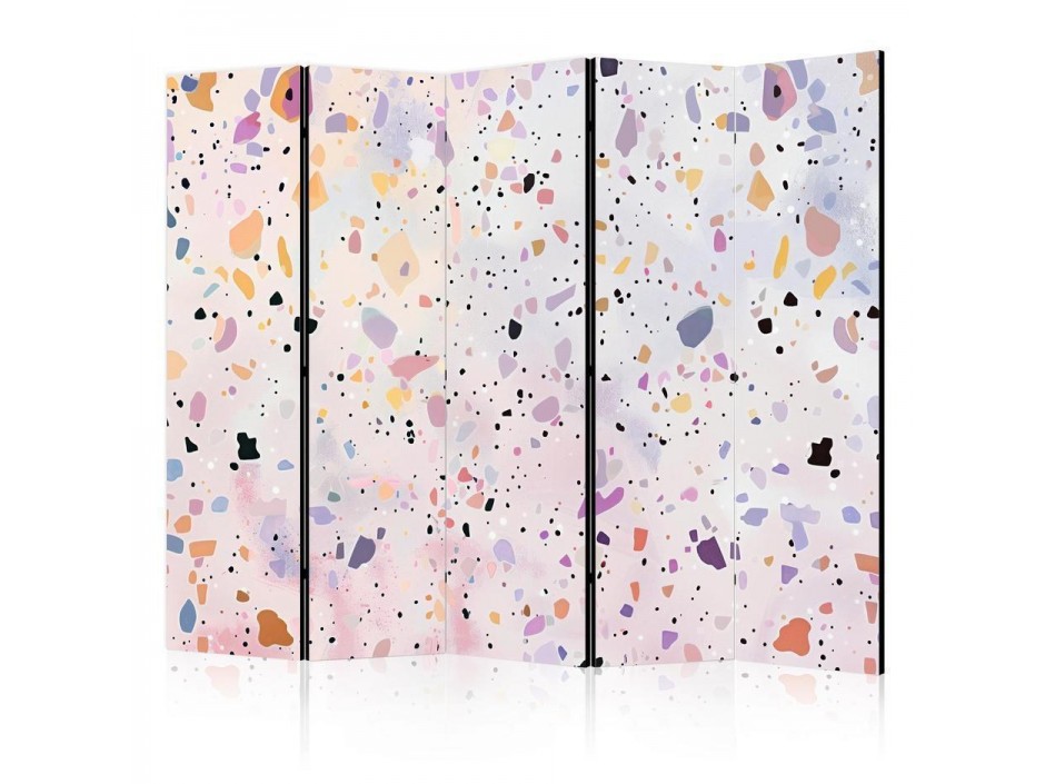 Paravent - Terrazzo in Confetti Style - Violet-Pink - Colorful Pattern