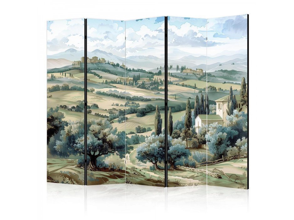 Paravent - Landscape with Green Fields and Trees - Tuscan Sunny View