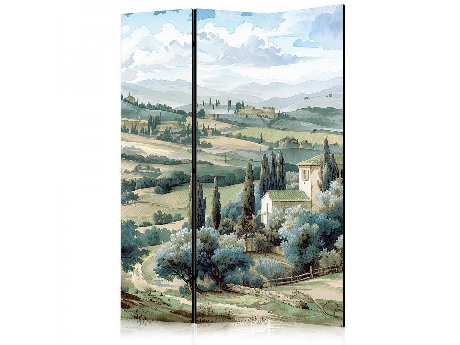 Paravent - Landscape with Green Fields and Trees - Tuscan Sunny View