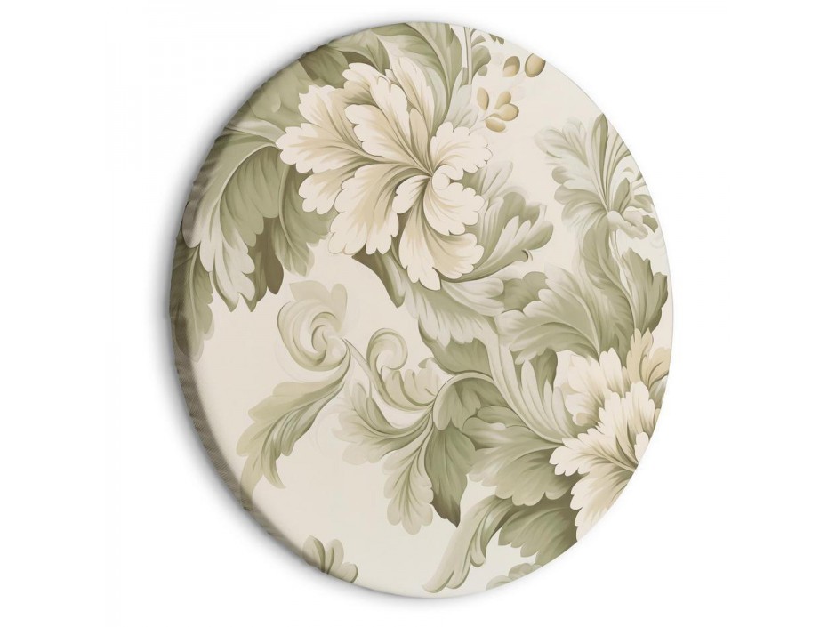 Tableau rond - Retro Vintage Flowers in Delicate Cream and Green Colors