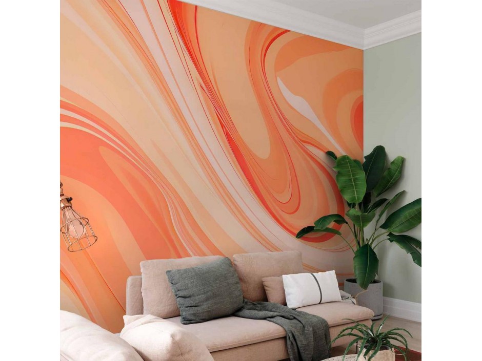 Papier peint - Peach Abstraction - Abstraction with Smoothly Transitioning Colors in Orange Tones