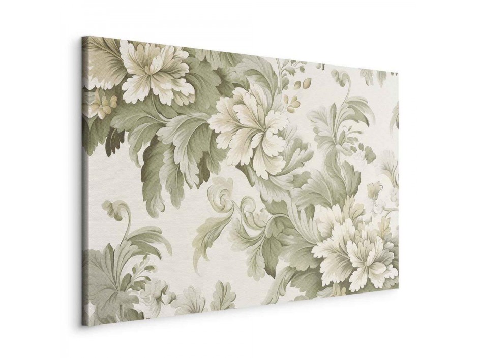 Tableau - Retro Vintage Flowers in Delicate Cream and Green Colors