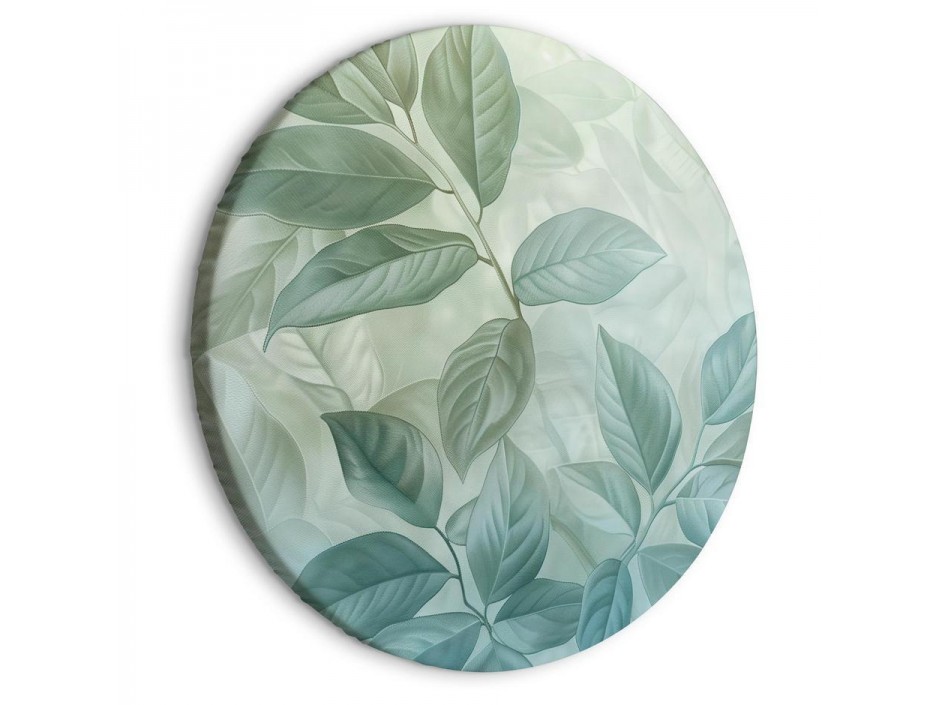 Tableau rond - Large Leaves in Shades of Green-Mint: Botanical Motif