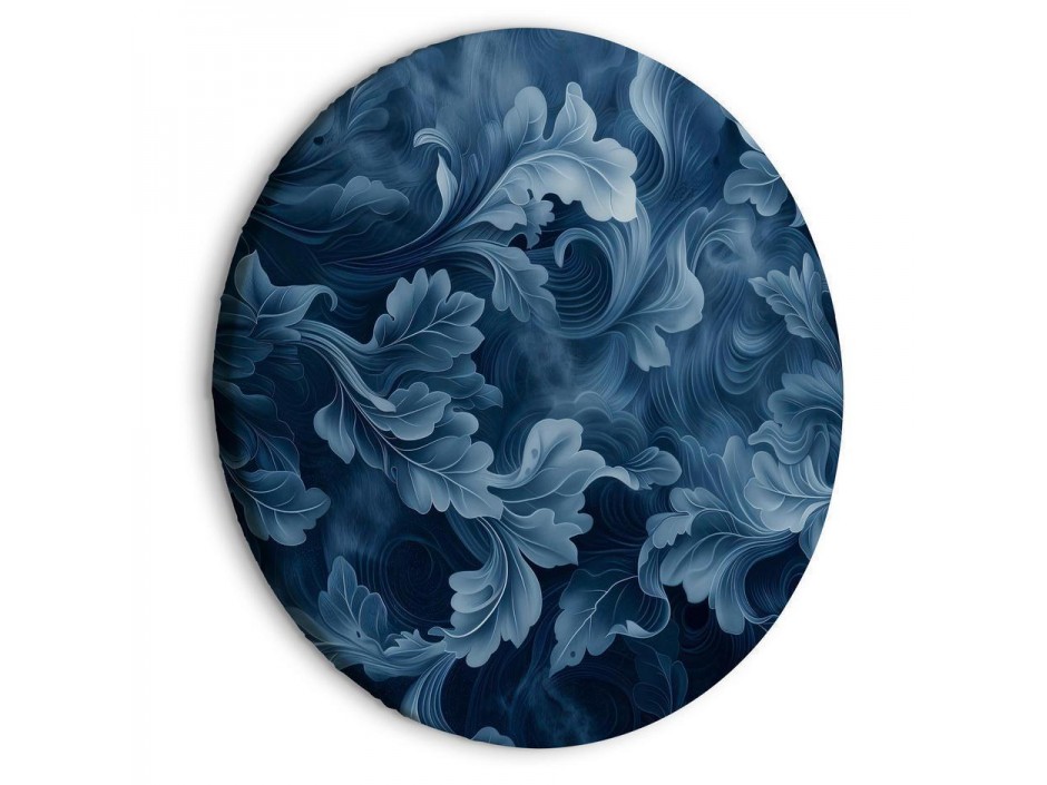 Tableau rond - Abstract Ornaments Dark Blue Victorian Leaves