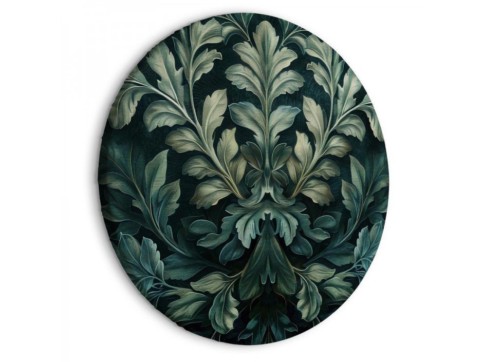 Tableau rond - Dark Green Victorian Leaves: Botanical Carved Composition