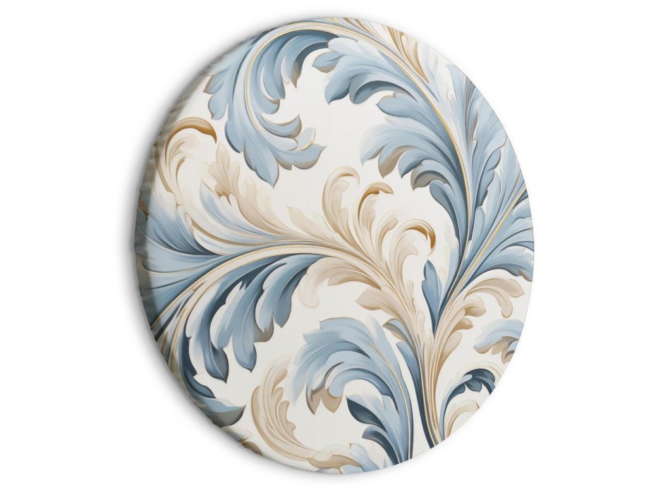 Tableau rond - Baroque Ornaments in Light Cream-Blue Hues