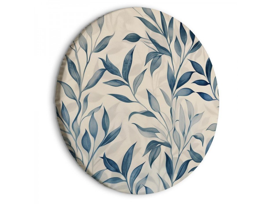 Tableau rond - Leaves in Blue Colors Delicate Botanical Motif