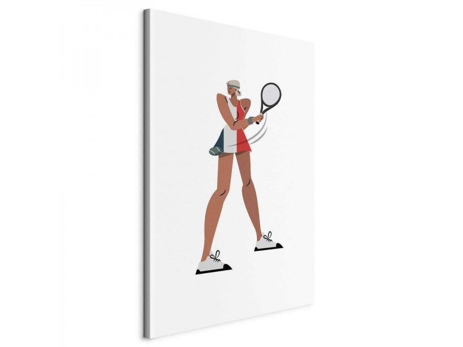 Tableau - Tennis Player With a Racket on a Light Background - Illustration