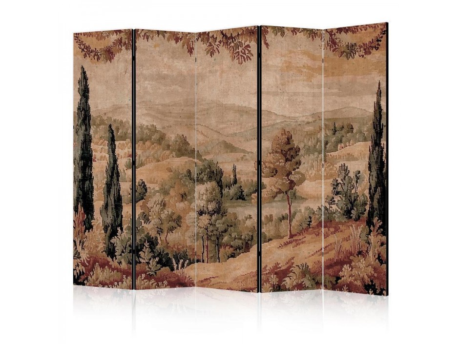 Paravent - Landscape with Cypresses - Old Tapestry with Mediterranean Vegetation