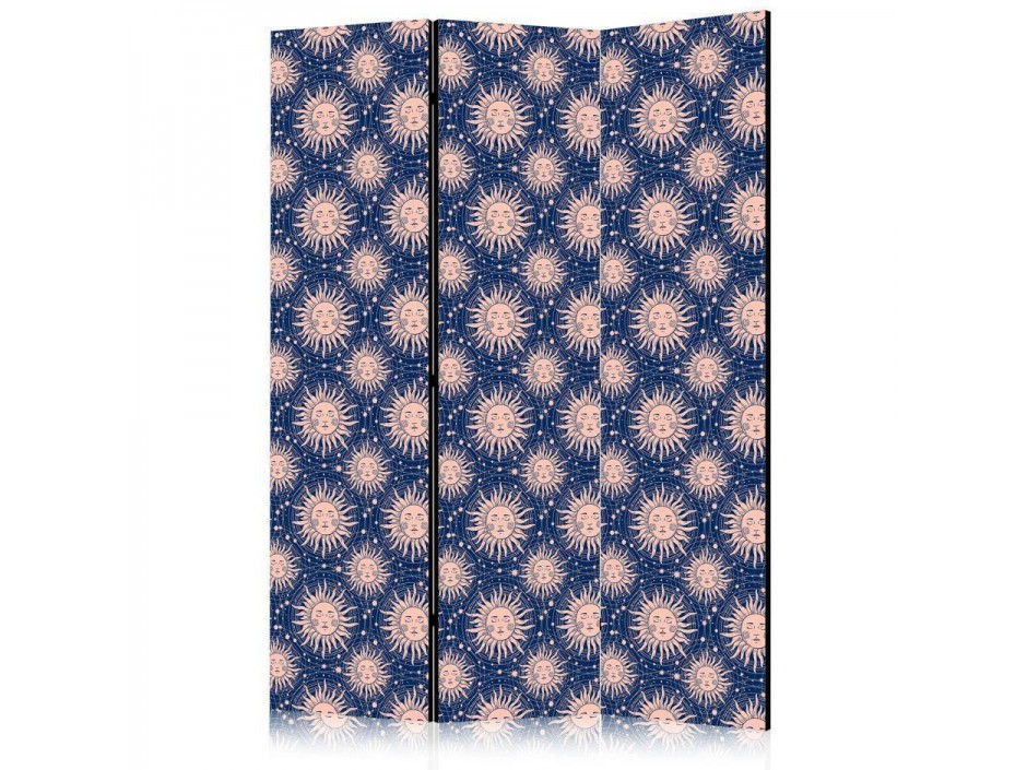 Paravent - Sunny Patterns - Repeating Sun Motif on a Navy Background