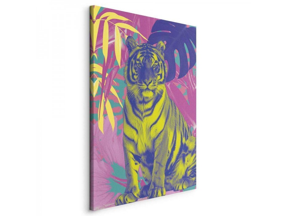 Tableau - Colorful Tiger - Intense Colors of a Tiger Surrounded by Tropical Plants