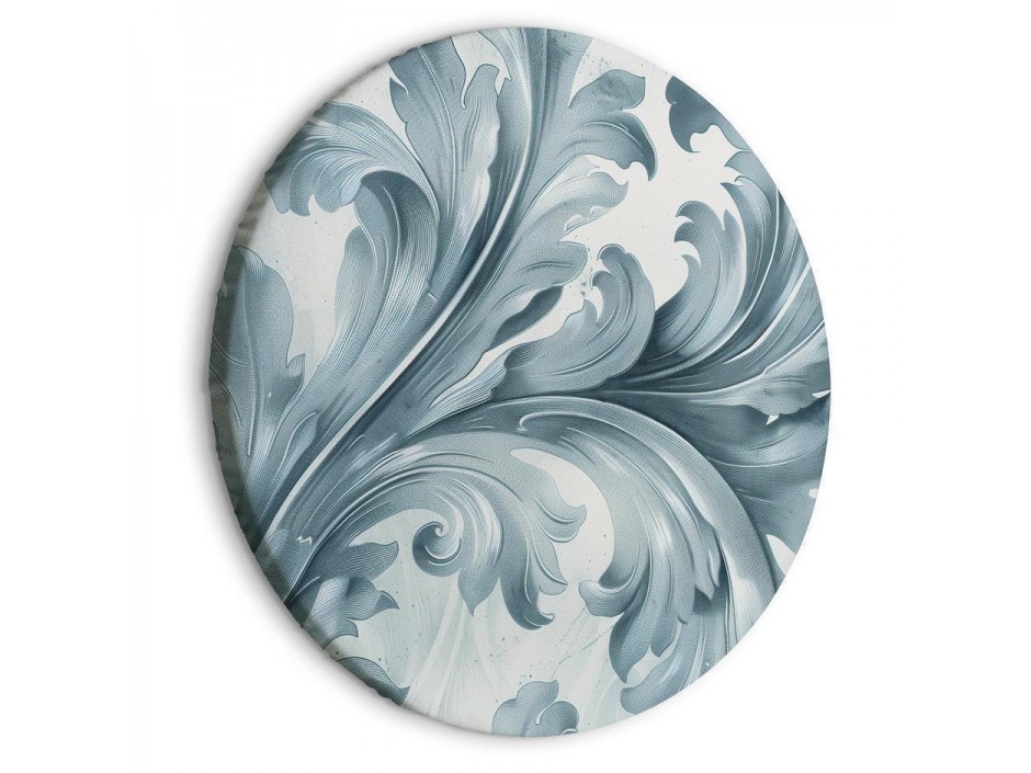 Tableau rond - Stone Baroque Ornaments in Light Shades of Gray-Blue