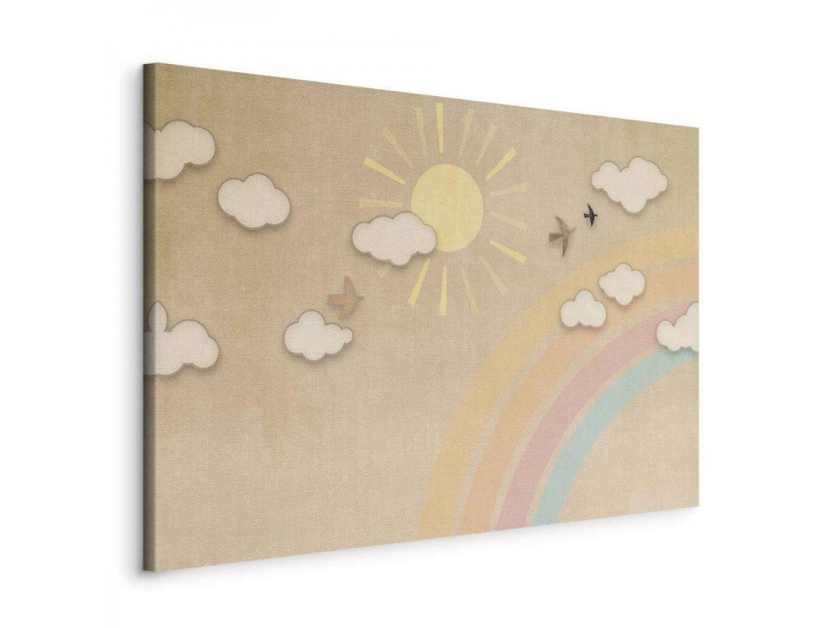 Tableau - Holiday Sky - Sunny Day with a Rainbow and Flying Birds