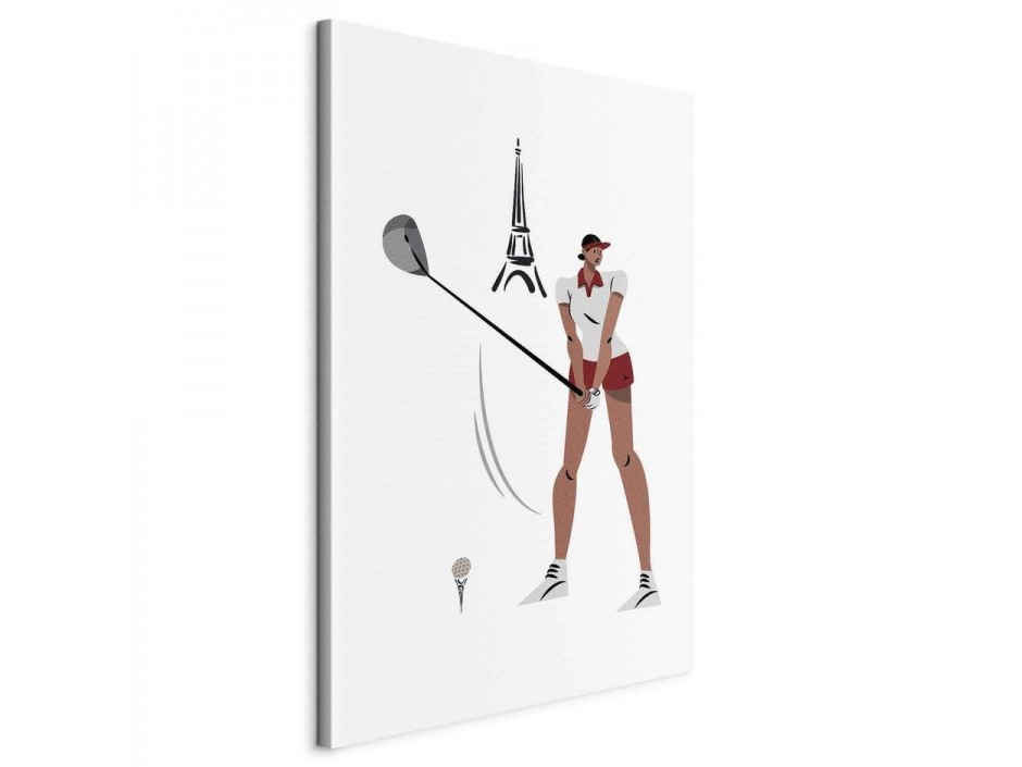 Tableau - Female Golfer With the Eiffel Tower in the Background - Illustration