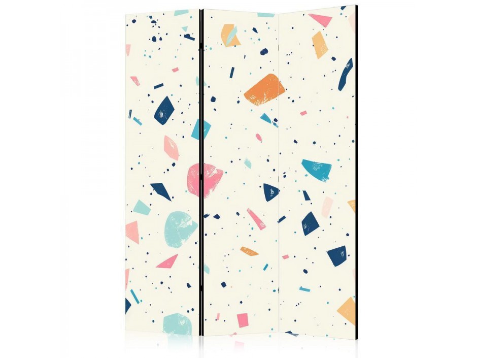 Paravent - Terrazzo with Multicolored - Large Elements - Cheerful Pattern on a Light Background